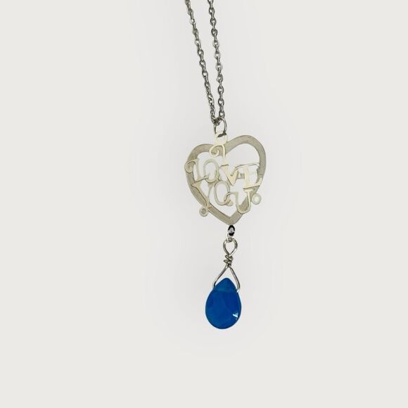 Stainless steel I LOVE YOU heart pendant & a 20.” Long matching necklace - Picture 3 of 6